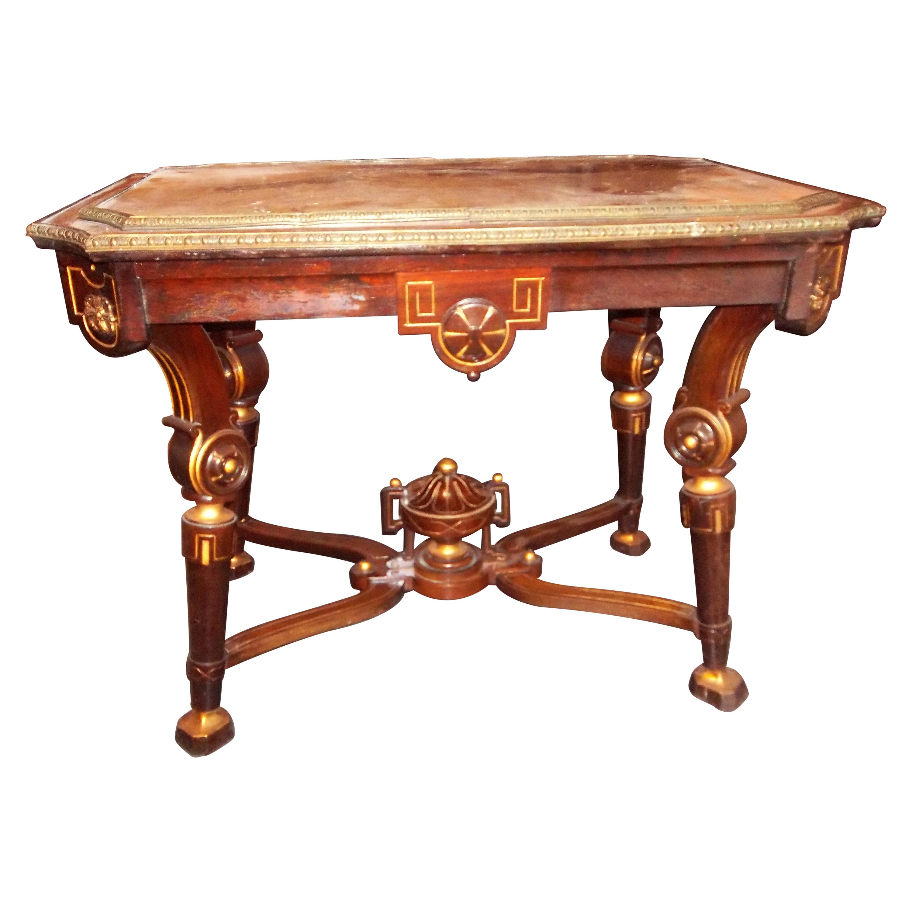 Egyptian Revival Rosewood Center or Library table