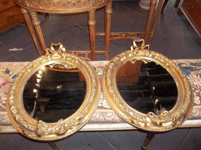 American Pair Of Giltwood And Plaster Mirrors In Louis XVI Style