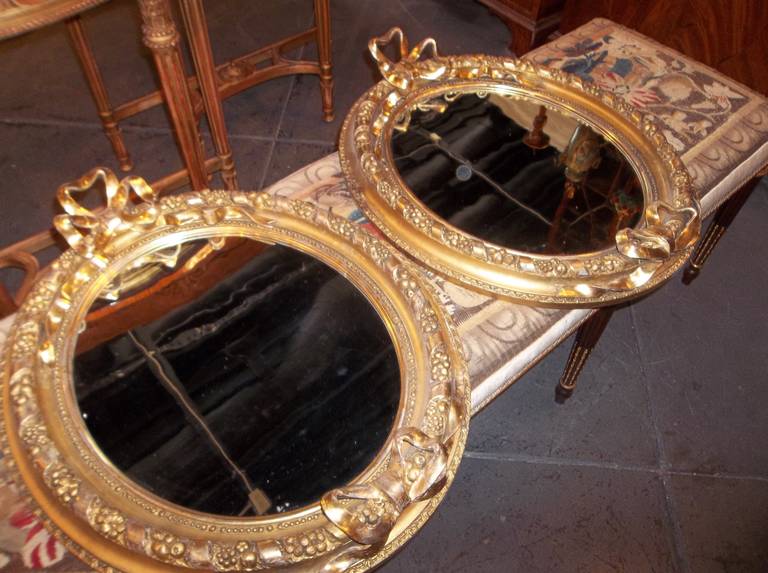 Pair Of Giltwood And Plaster Mirrors In Louis XVI Style In Good Condition In Nashville, TN