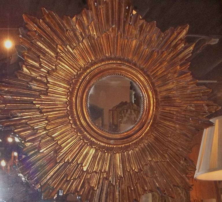 Unknown Large Vintage Gilt Sunburst Mirror