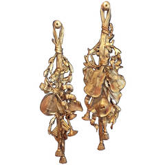 Pair of Giltwood and Gilded Plaster Musical Trophy Elements or Appliques