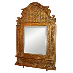 Italian painted tabernacle mirror