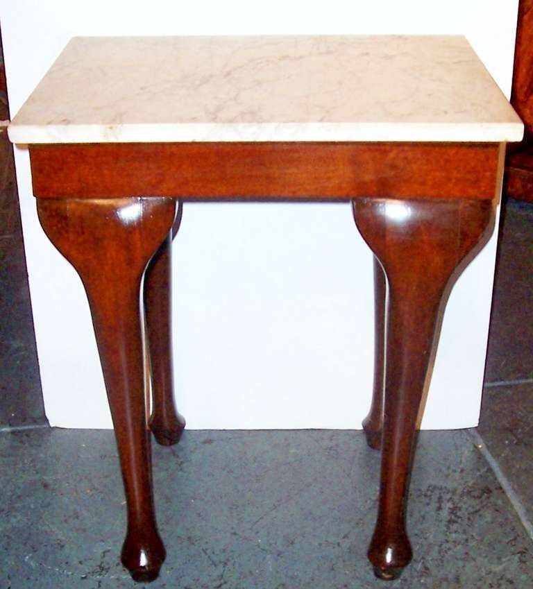 English Mahogany Console or Side Table with Carrera Marble