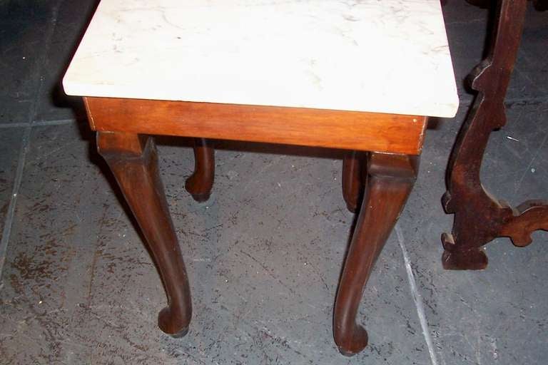 English Mahogany Console or Side Table with Carrera Marble In Excellent Condition In Nashville, TN