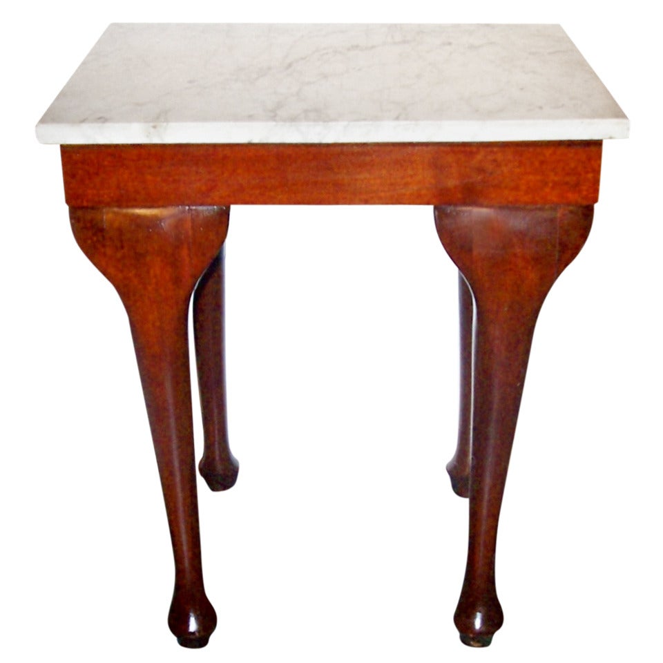 English Mahogany Console or Side Table with Carrera Marble
