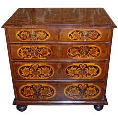 William and Mary Walnut, Seaweed Marquetry Chest