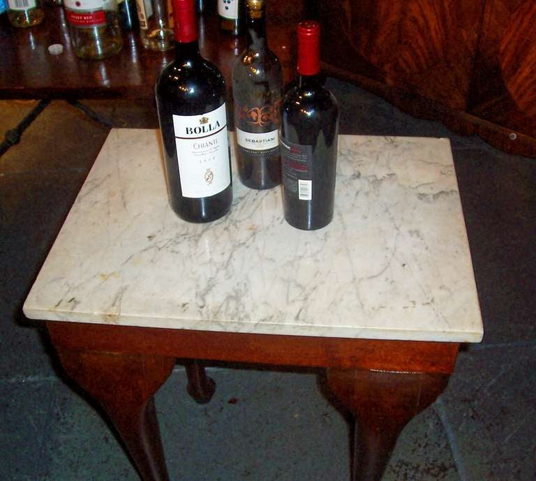 Georgian English Mahogany Console or Side Table with Carrera Marble