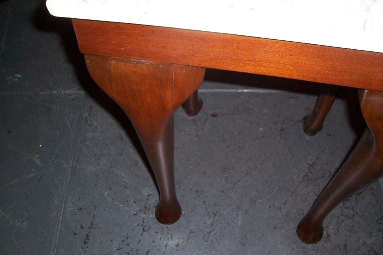 English Mahogany Console or Side Table with Carrera Marble 1