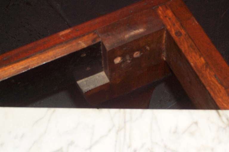 19th Century English Mahogany Console or Side Table with Carrera Marble