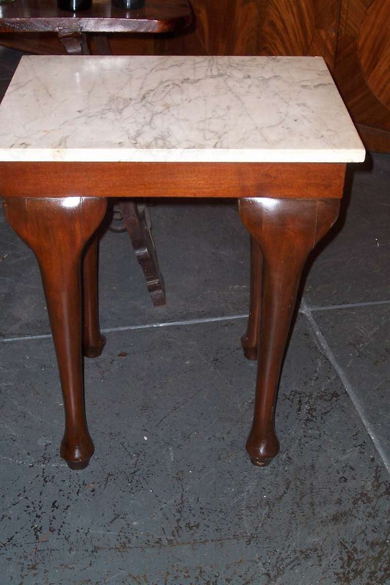 English Mahogany Console or Side Table with Carrera Marble 2