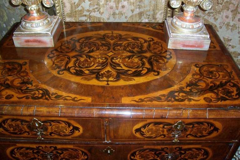 18th Century and Earlier William and Mary Walnut, Seaweed Marquetry Chest