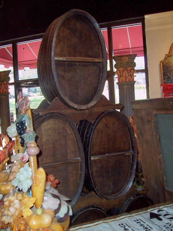 Wine cabinet or cellarette comprised of cognac or wine casks In Excellent Condition In Nashville, TN