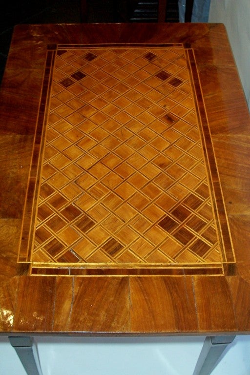 Italian Walnut and Fruitwood Parquetry Neoclassical Style Table 6