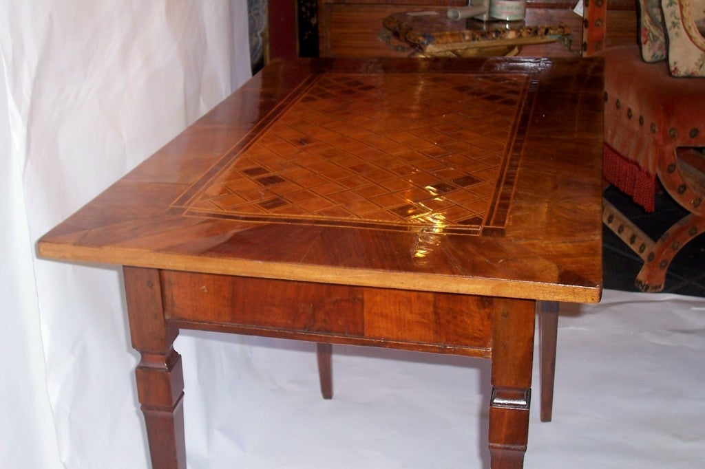 Italian Walnut and Fruitwood Parquetry Neoclassical Style Table 10
