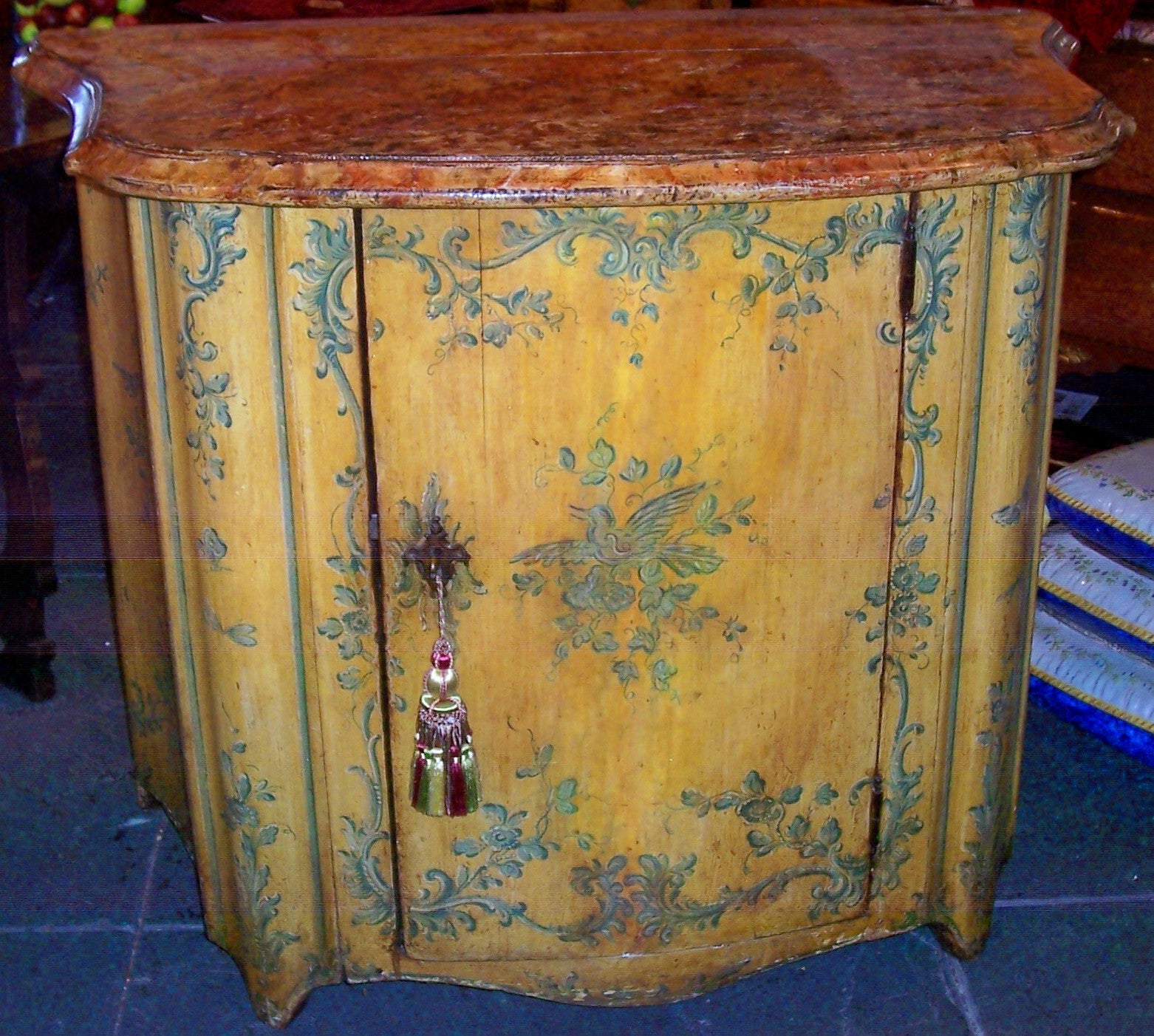 French or Italian Saffron Painted Cabinet or Cupboard