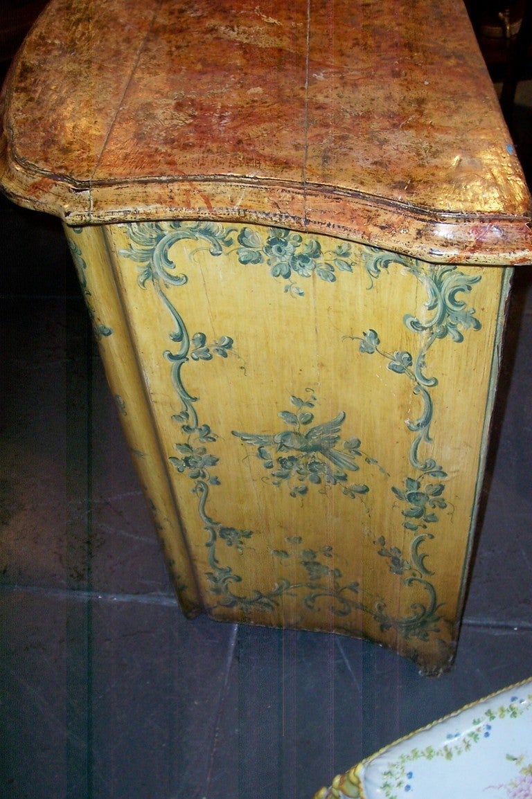 Rococo French or Italian Saffron Painted Cabinet or Cupboard