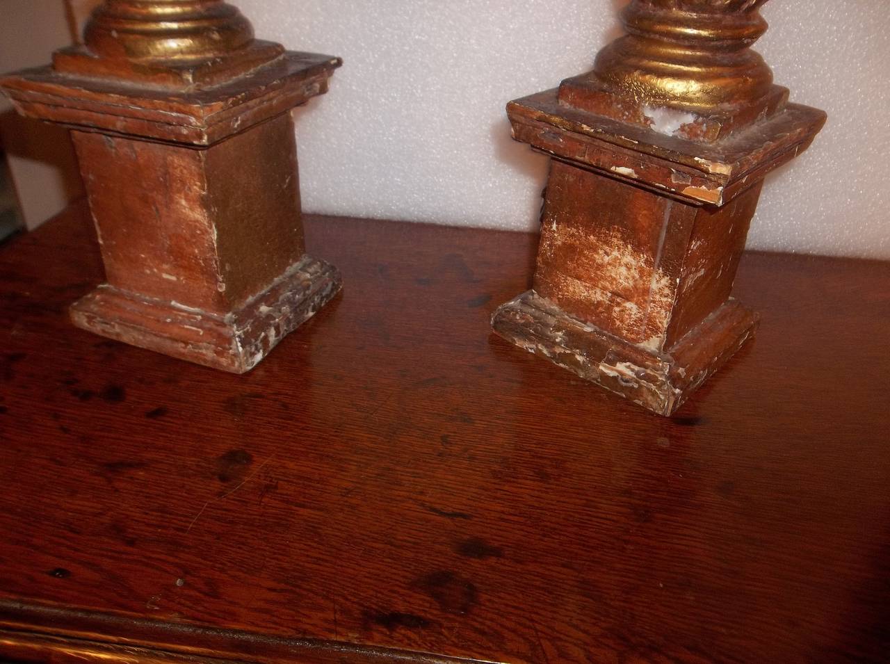 Pair of Tall Giltwood Solomonic Columns as Candlesticks In Good Condition In Nashville, TN