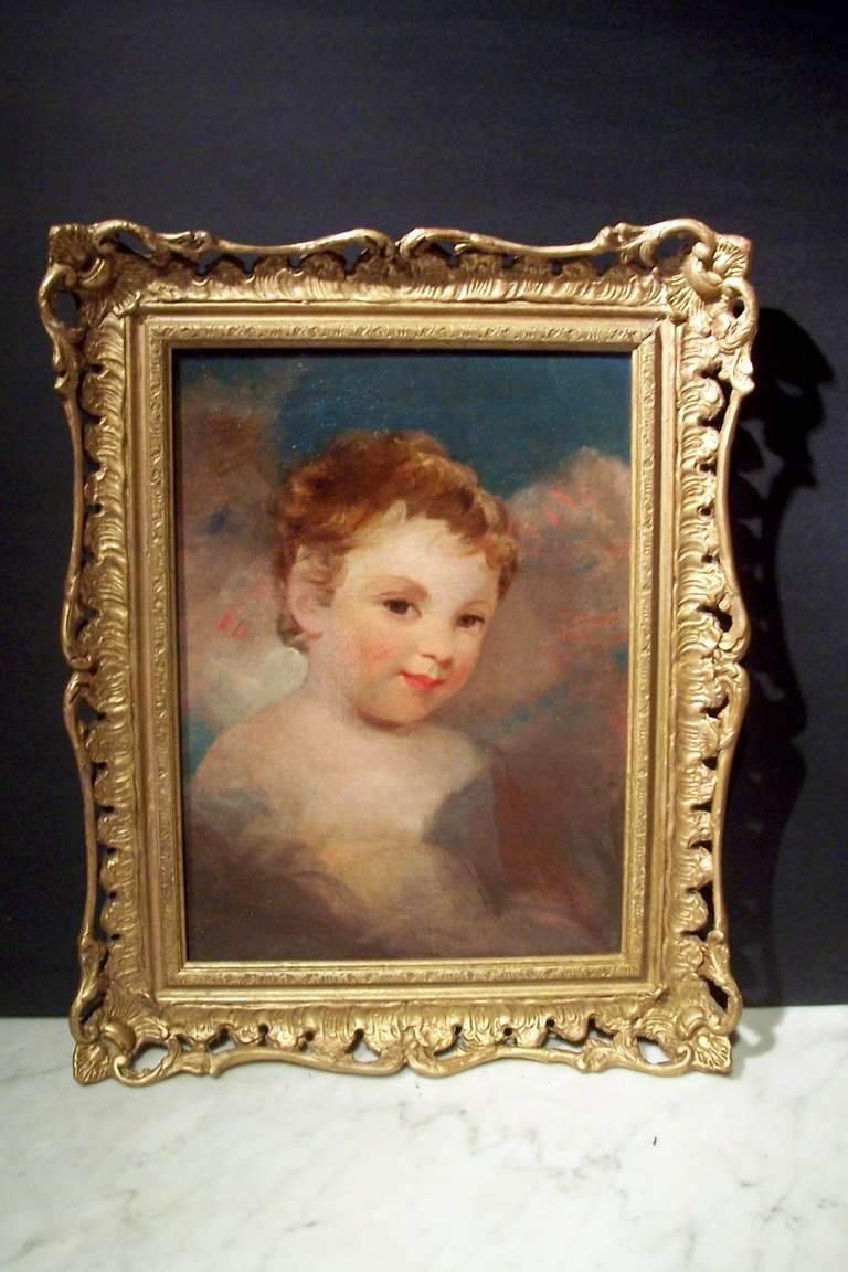 Portrait  Of Young Boy , English School, Oil On Canvas