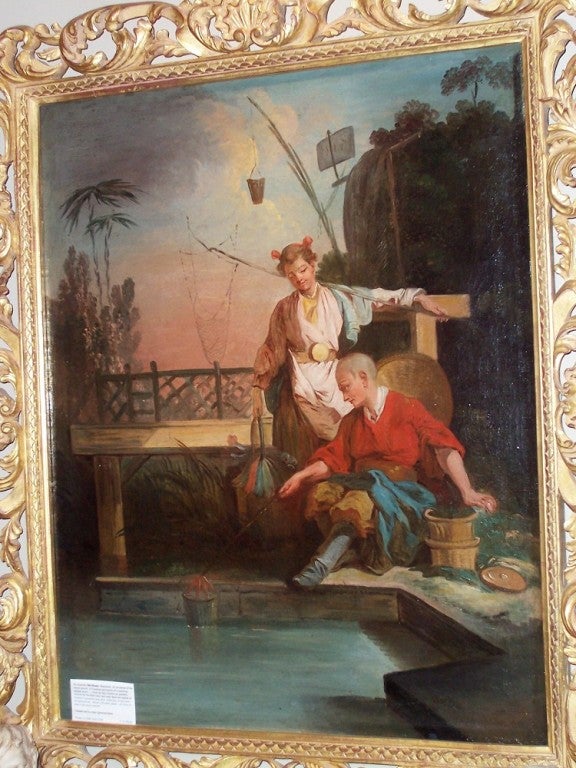 18th Century Italian chinoiserie oil , rococo palette