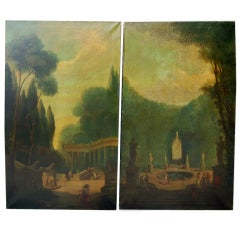 Pair of large painted panels, French school, oil on canvas