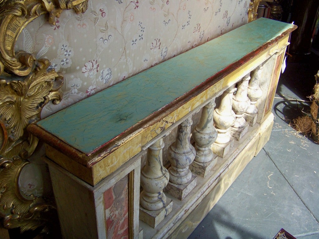 Baroque Italian or French Faux Painted Console or Balustrade