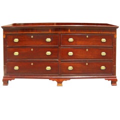 Antique Rare fiddleback mahogany 6 working drawer mule Georgian chest