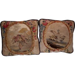 Pair of Aubusson throw pillows, tapestry 18th century