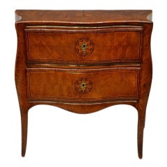 Antique Italian neoclassical style walnut parquetry inlaid commode