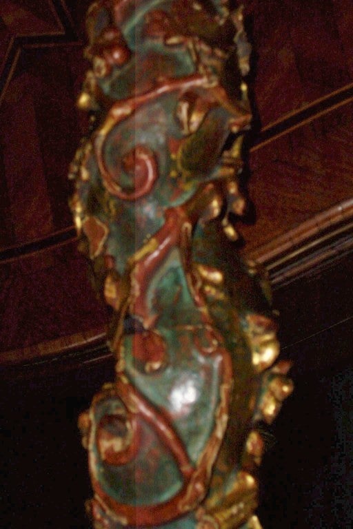 Pair of Venetian Solomonic Giltwood Fragments Now Lamps For Sale 4