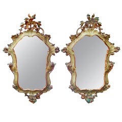 Pair of Italian , probably Venetian painted mirrors