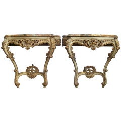 Pair of French or Italian rococo style console tables
