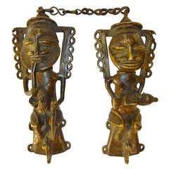 Antique Ogboni Society Bronze Edan Figures, Yorubaland, West Africa 19th Century