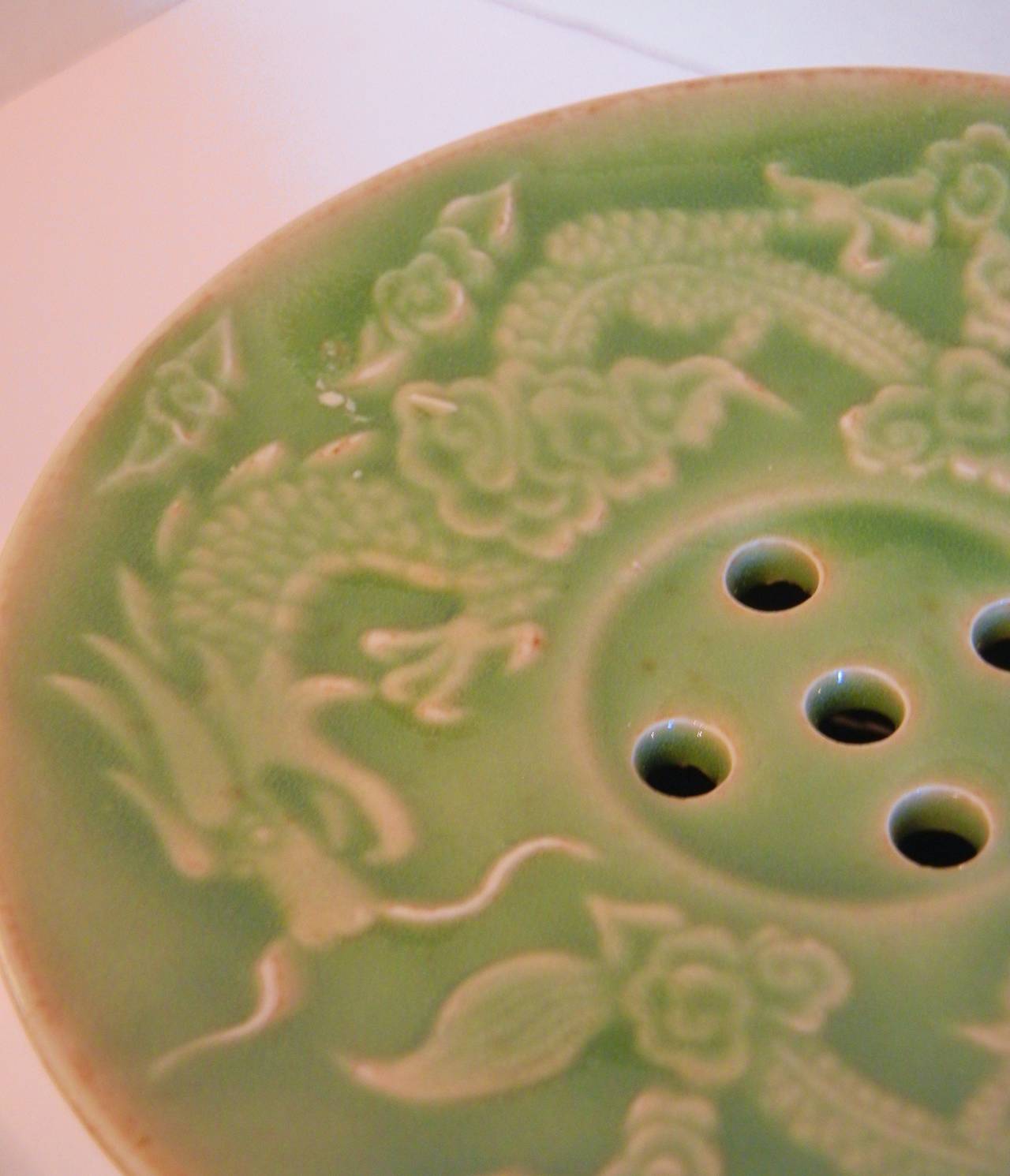 Porcelain Celadon Dragon Trick Cup on Stand, Qianlong Emperor