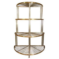 Pair of Modernism Steel and Brass Corner Baker's Racks, France c. 1935 7