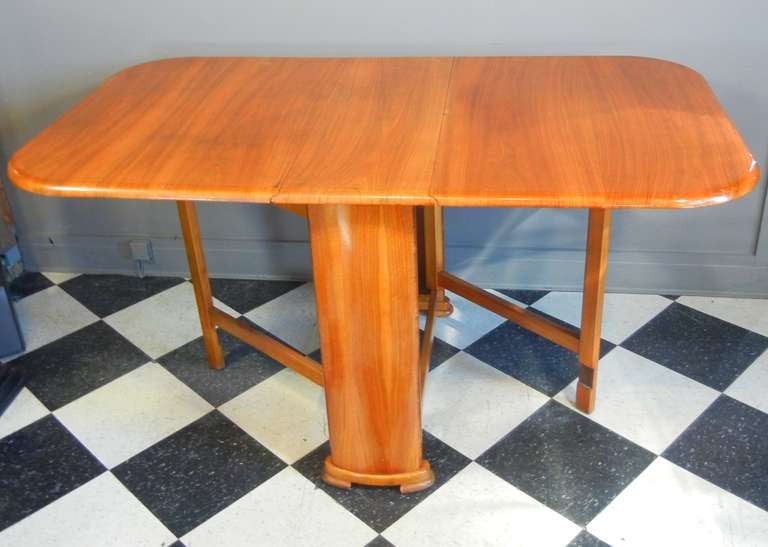 Art Deco Drop Leaf Table in Wide-Board Cherrywood, Seats Six 1