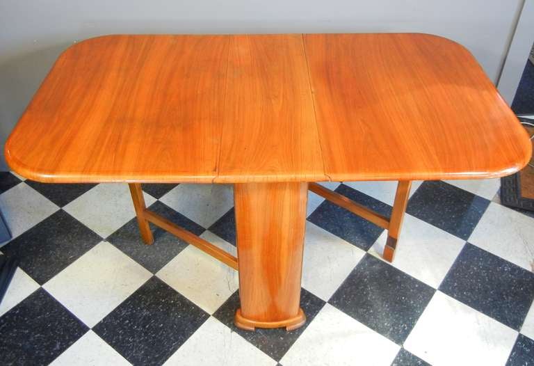 20th Century Art Deco Drop Leaf Table in Wide-Board Cherrywood, Seats Six