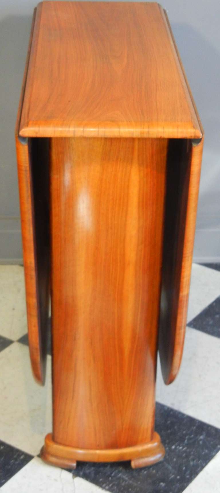 French Art Deco Drop Leaf Table in Wide-Board Cherrywood, Seats Six