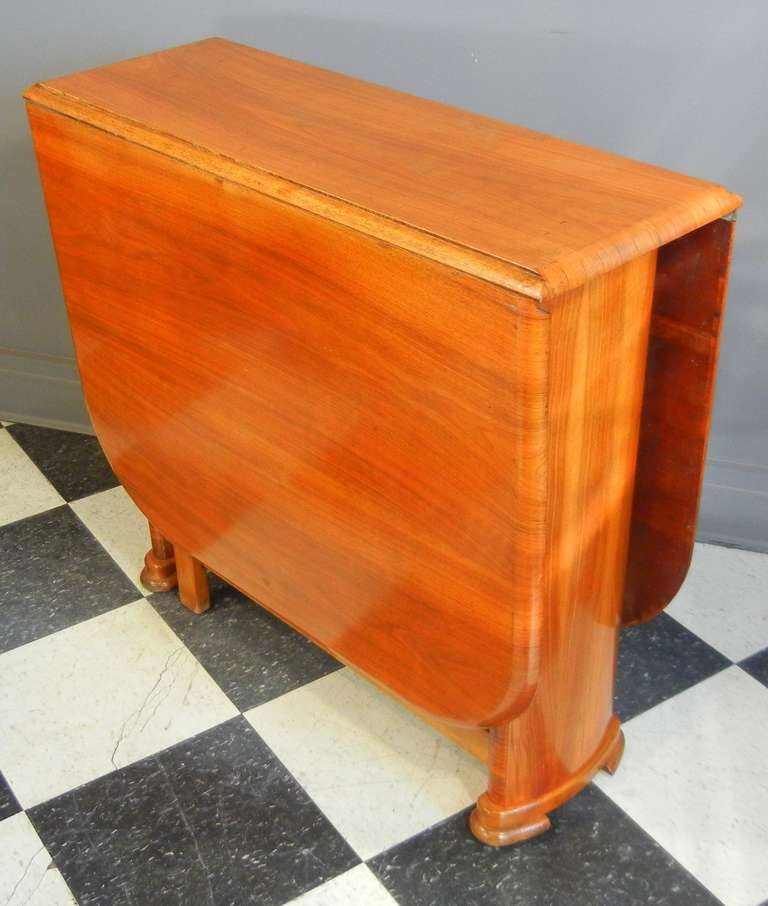 Art Deco Drop Leaf Table in Wide-Board Cherrywood, Seats Six 3