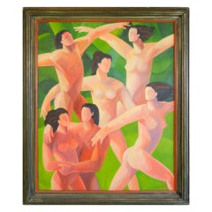 The Dancers, American Figurative Expressionist Oil Painting on Canvas