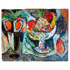 Expressionist Still Life, Oil on Canvas, California 1940's 9