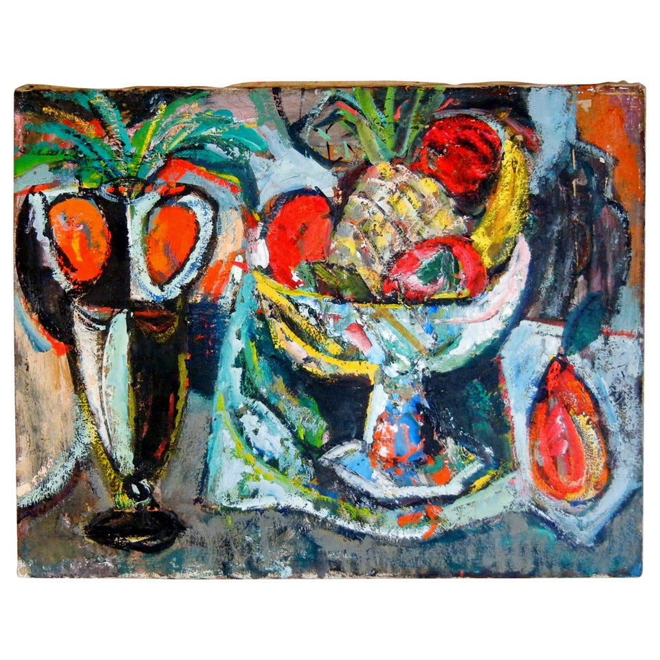Expressionist Still Life, Oil on Canvas, California, 1940s For Sale