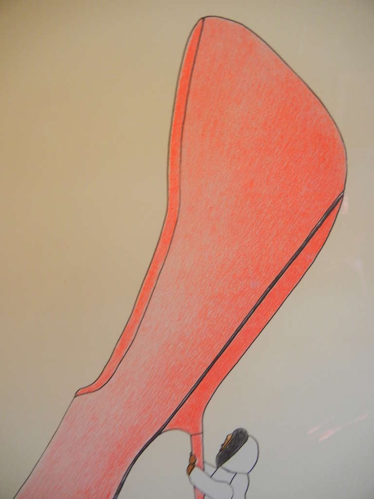 Stiletto, Lithograph by Kavavaow Mannomee, Cape Dorset Inuit Collection, 2010 In Excellent Condition In Quechee, VT