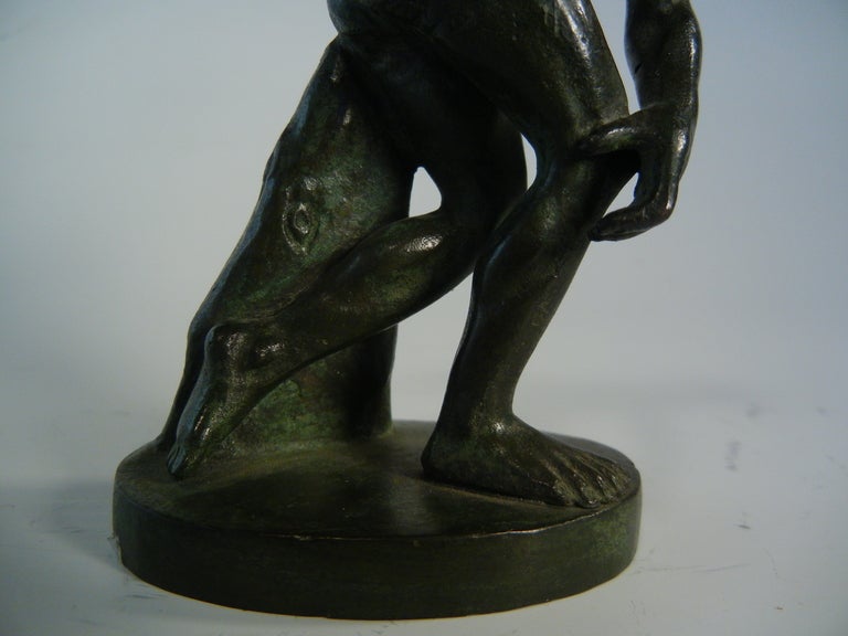 Italian Grand Tour Souvenir Small Bronze Figure of Discobulus after the Antique For Sale