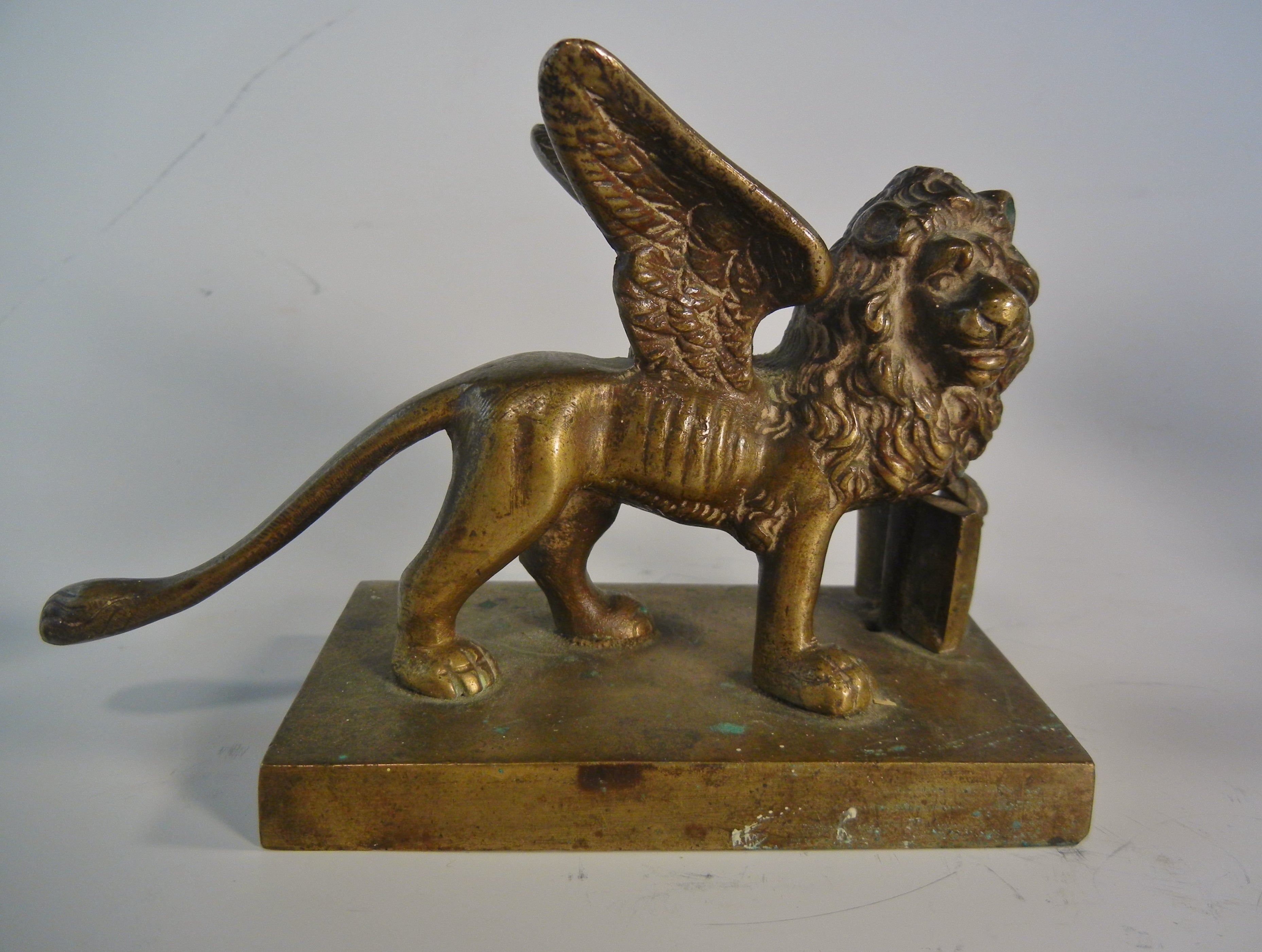 Grand Tour Souvenir Small Bronze Figure of the Lion of Venice