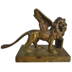 Antique Grand Tour Souvenir Small Bronze Figure of the Lion of Venice