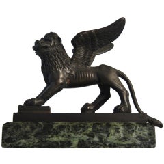 Grand Tour Souvenir Table-Top Bronze Figure of the Lion of Venice