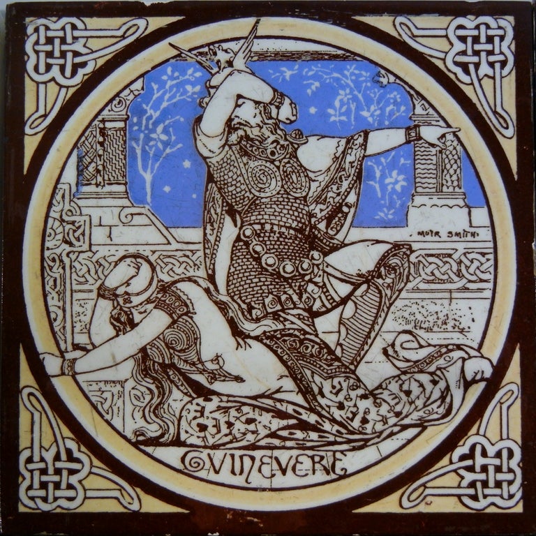 8 Different Minton Tiles by John Moyr Smith Depicting Malory's Le Morte d'Arthur In Good Condition In Quechee, VT