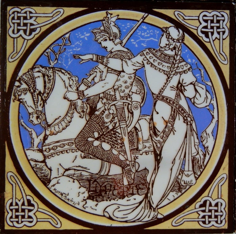 8 Different Minton Tiles by John Moyr Smith Depicting Malory's Le Morte d'Arthur 1