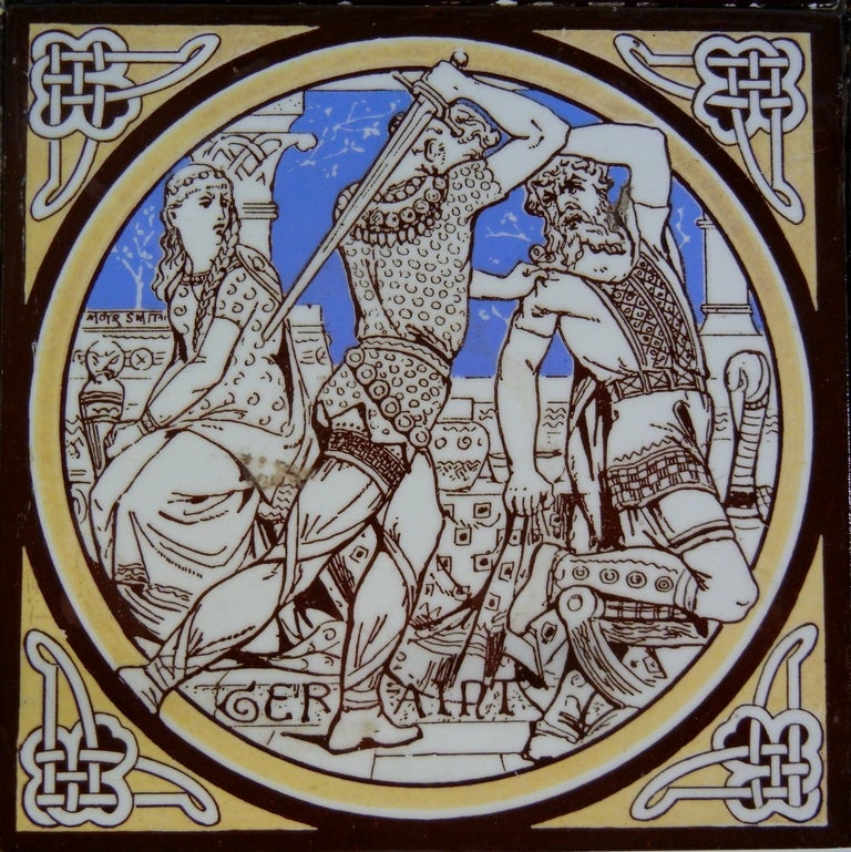 8 Different Minton Tiles by John Moyr Smith Depicting Malory's Le Morte d'Arthur 2