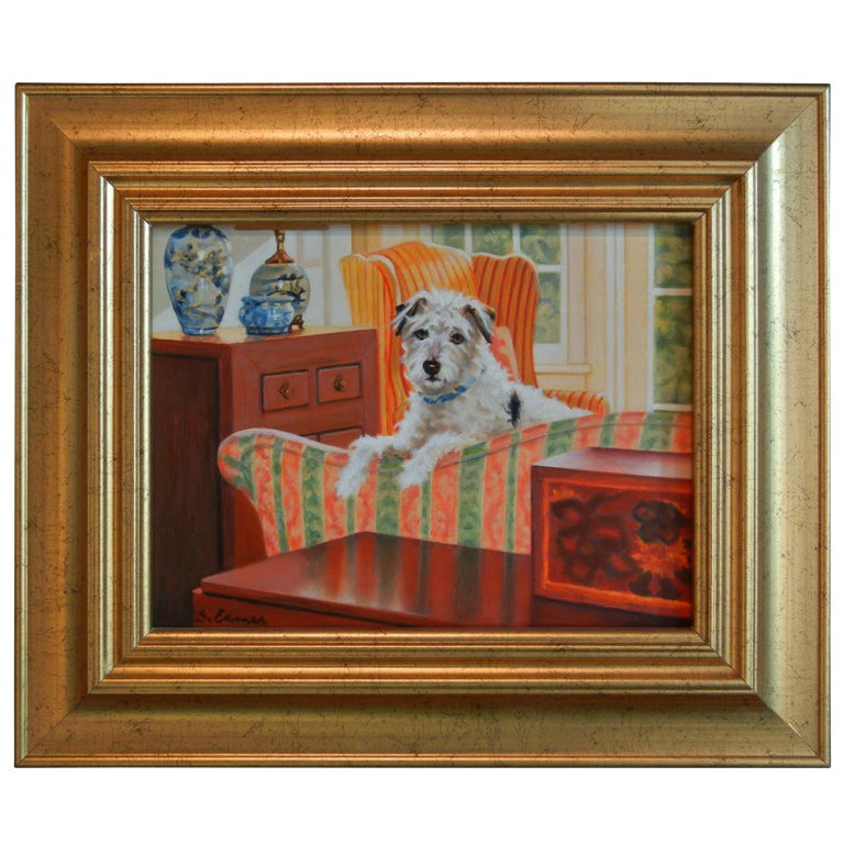 "On the Couch" Oil on Canvas by Sandra Eames, Vermont, 2010 For Sale